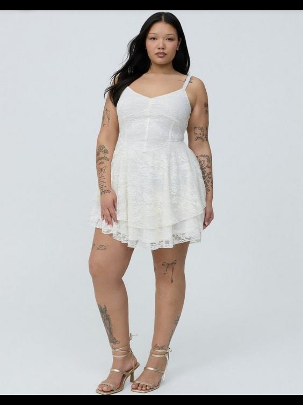 Torrid White Lace Tiered Mini Dress - Women's